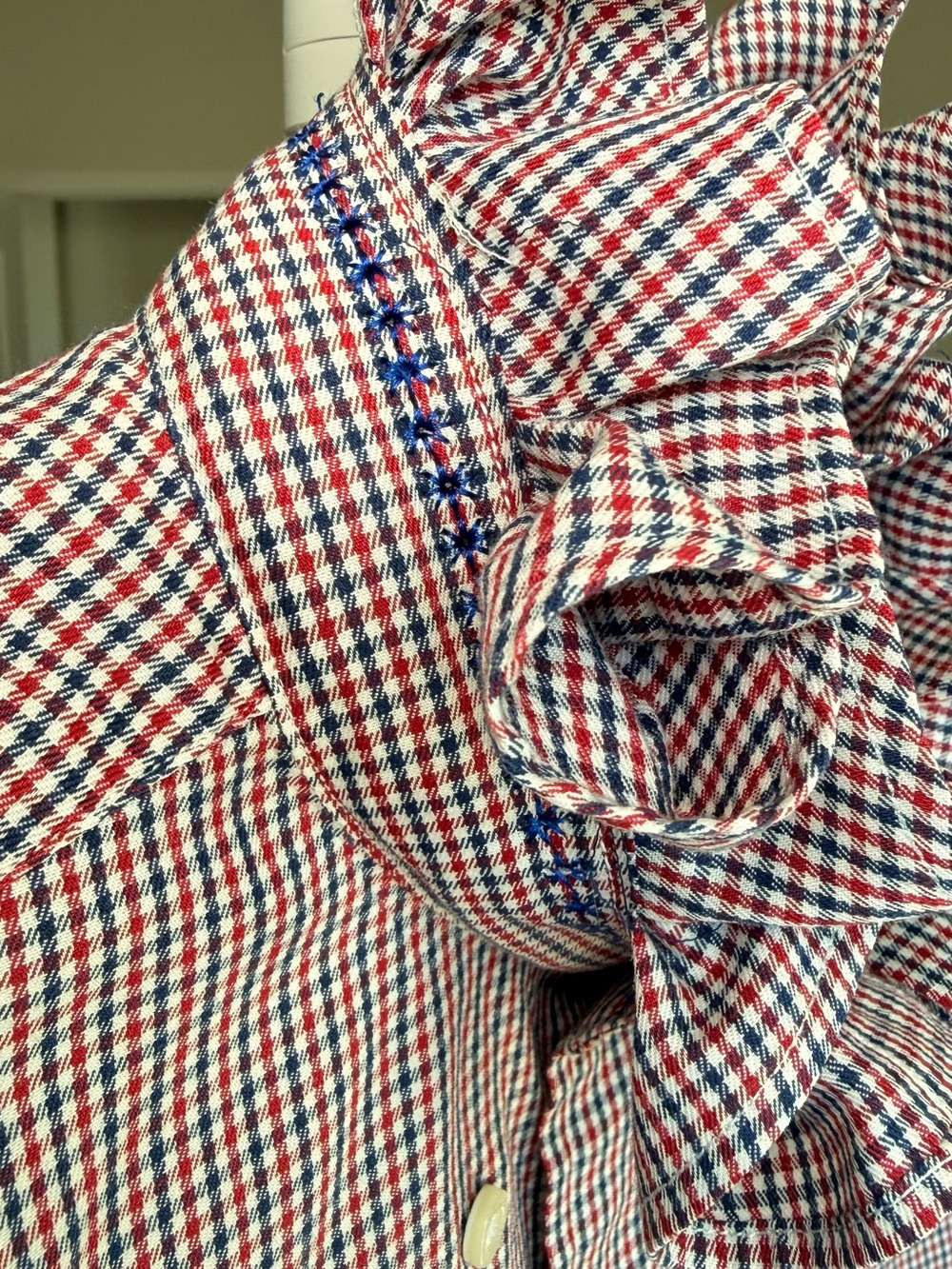 Reloved Upcycle ♻️ shirt featuring with Embroidered Ruffled Collar